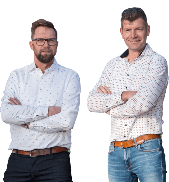 De eigenaren van Luijendijk Hoveniers: Robert Wijnhoven en Marcel Blom